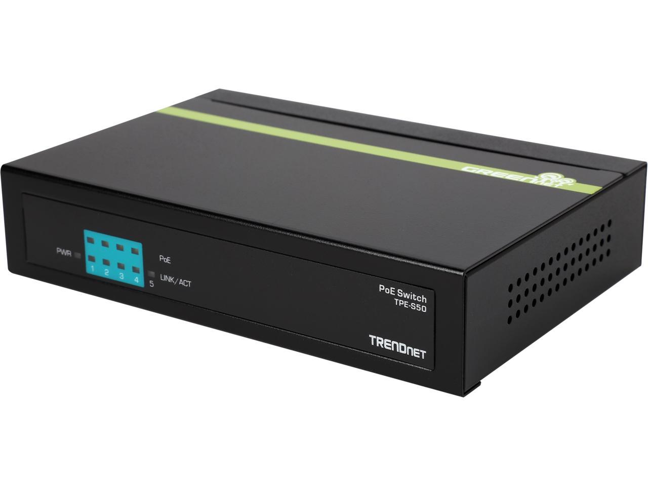 TRENDnet TPE-S50 5-port 10/100 Mbps PoE Switch. Limited Life Time Warranty