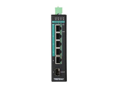 TRENDnet TI-PG541i 6-port Hardened Industrial Gigabit PoE+ Layer 2 Managed DIN-Rail Switch Limited Lifetime Warranty