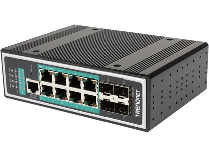 TRENDnet TI-PG1284i 12-Port Industrial Gigabit L2 Managed PoE+ DIN-Rail Switch