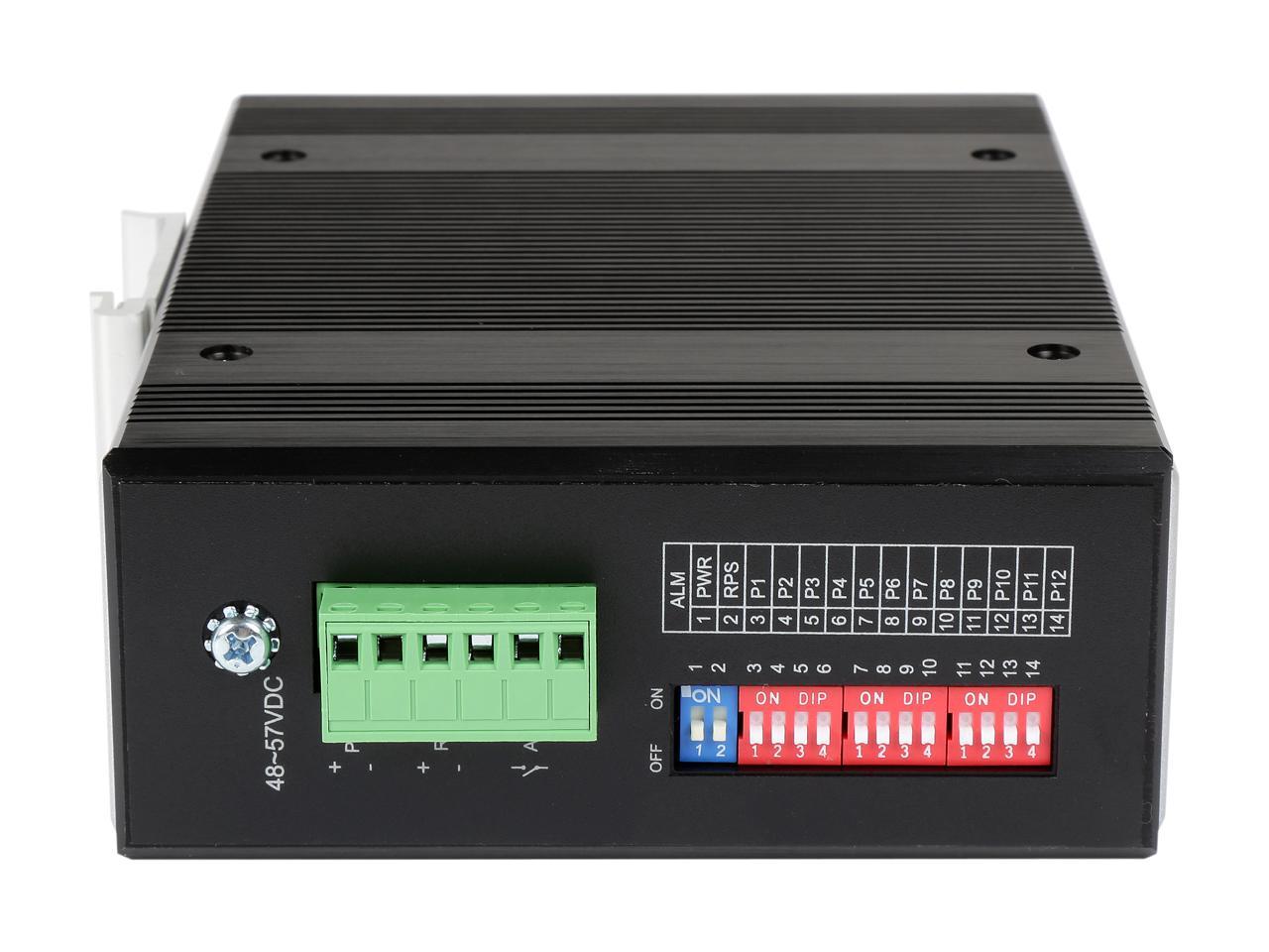 TRENDnet TI-PG1284i 12-Port Industrial Gigabit L2 Managed PoE+ DIN-Rail Switch