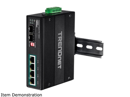 TrendNet TI-PG62B 6-Port Industrial Gigabit PoE+ DIN-Rail Switch 12-56V Limited Lifetime Warranty