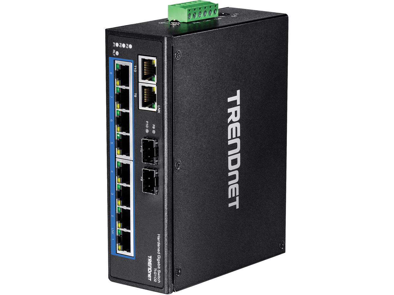 TRENDnet TI-G102 10-Port Hardened Industrial Gigabit DIN-Rail Switch Limited Lifetime Warranty