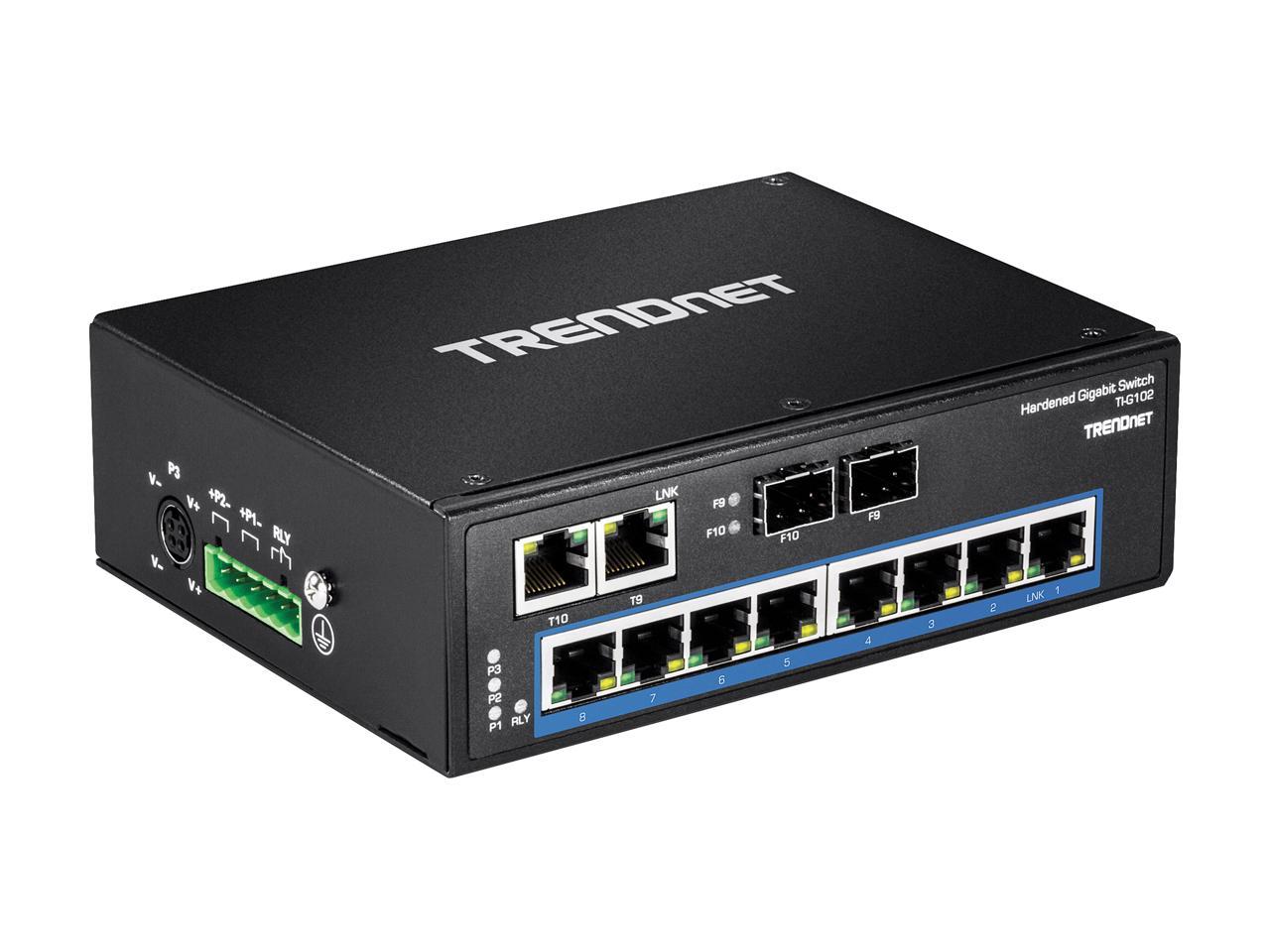 TRENDnet TI-G102 10-Port Hardened Industrial Gigabit DIN-Rail Switch Limited Lifetime Warranty