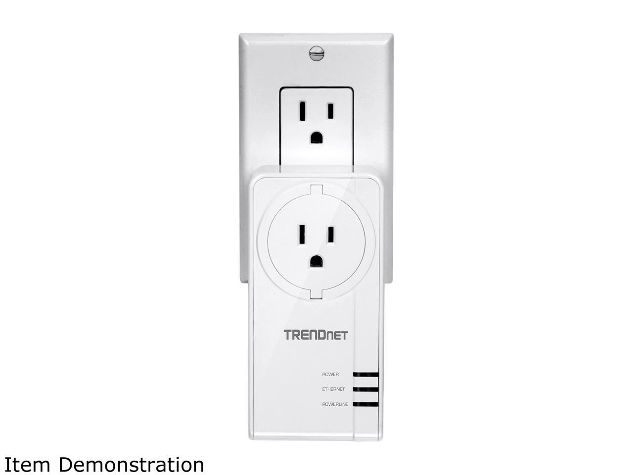 TRENDnet TPL-423E2K Powerline 1300 AV2 Adapter Kit with Built-in Outlet, Gigabit Port, IEEE 1905.1 & IEEE 1901, Homeplug AV2 (2-Pack)