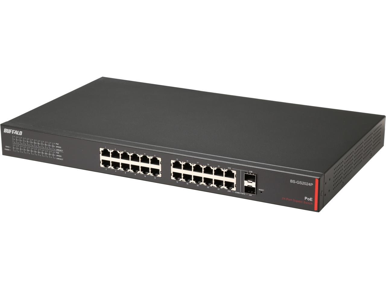 Buffalo BS-GS2024P 24-Port Gigabit Green Ethernet PoE Web Smart Switch with 2 SFP Slots