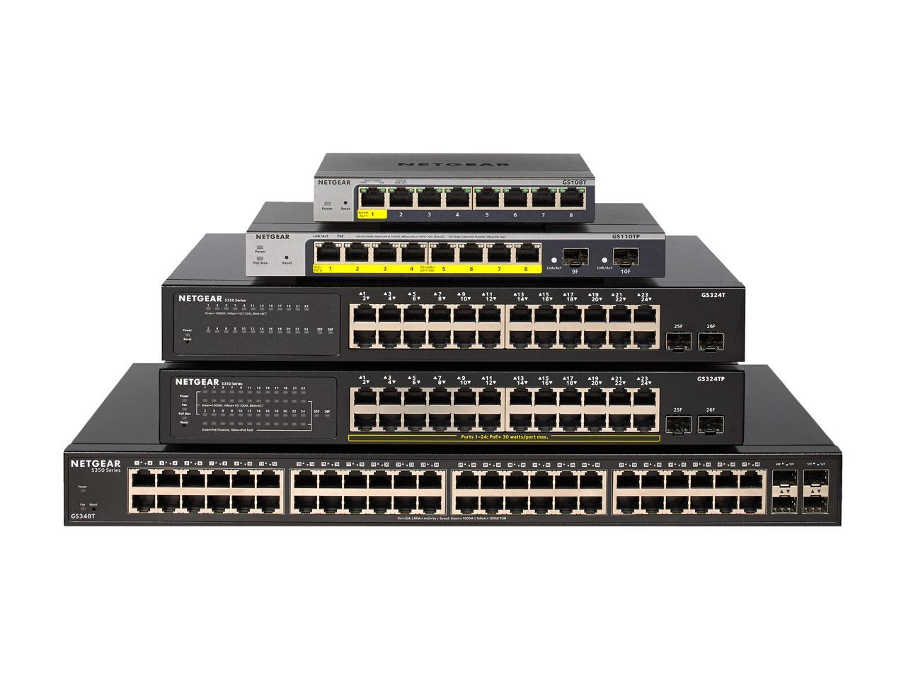 NETGEAR 26-Port Gigabit Ethernet Smart Switch (GS324T) - with 2 x 1G SFP