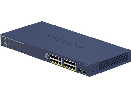 NETGEAR 16-port Gigabit Ethernet PoE+ Smart Switch with 2 SFP Ports and Cloud Management (GS716TP)