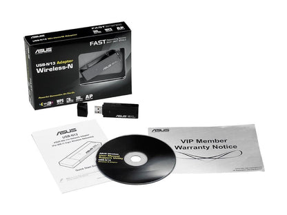 ASUS USB-N13 300Mpbs Wireless-N USB Adapter IEEE 802.11b/g/n, USB 2.0