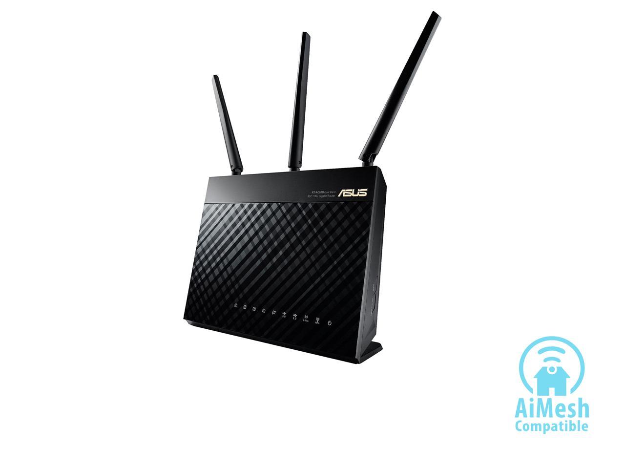 ASUS AC1900 Wi-Fi Dual-band 3x3 Gigabit Wireless Router with AiProtection Network Security Powered by Trend Micro, AiMesh Whole Home Wi-Fi System Compatible (RT-AC68U)