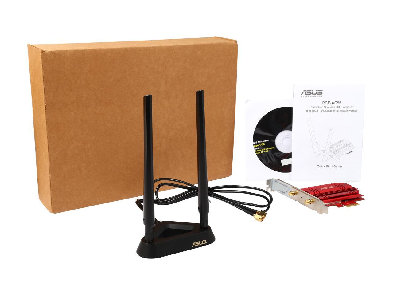 Asus Certified PCE-AC56 802.11ac Dual-band Wireless-AC1300 PCI-E Adapter