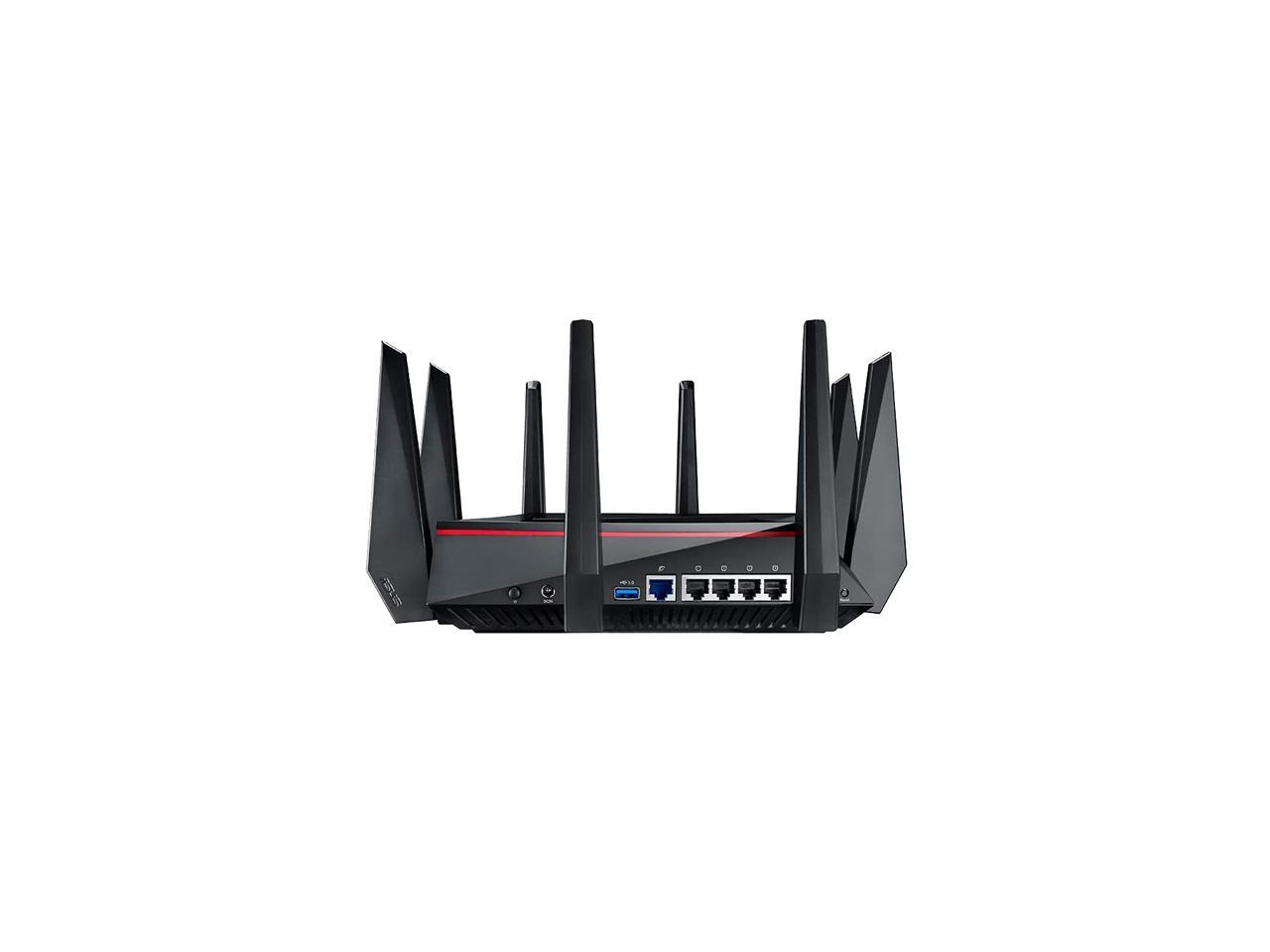 ASUS AC5300 Wi-Fi Tri-band Gigabit Wireless Router with 4x4 MU-MIMO, 4 x LAN Ports, AiProtection Network Security and WTFast Game Accelerator, AiMesh Whole Home Wi-Fi System Compatible (RT-AC5300)