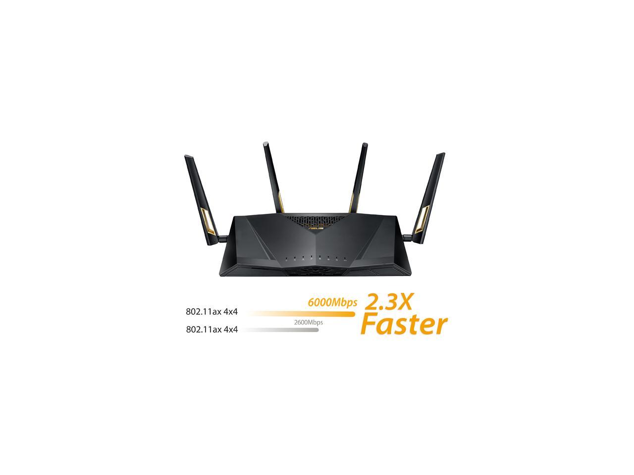 ASUS AX6000 Dual-band WiFi 6 Gaming Router, game acceleration, Mesh WiFi support, Lifetime Free Internet Security, Gamer Private Network, Mobile Game Boost, Streaming & Gaming