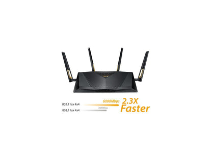 ASUS AX6000 Dual-band WiFi 6 Gaming Router, game acceleration, Mesh WiFi support, Lifetime Free Internet Security, Gamer Private Network, Mobile Game Boost, Streaming & Gaming