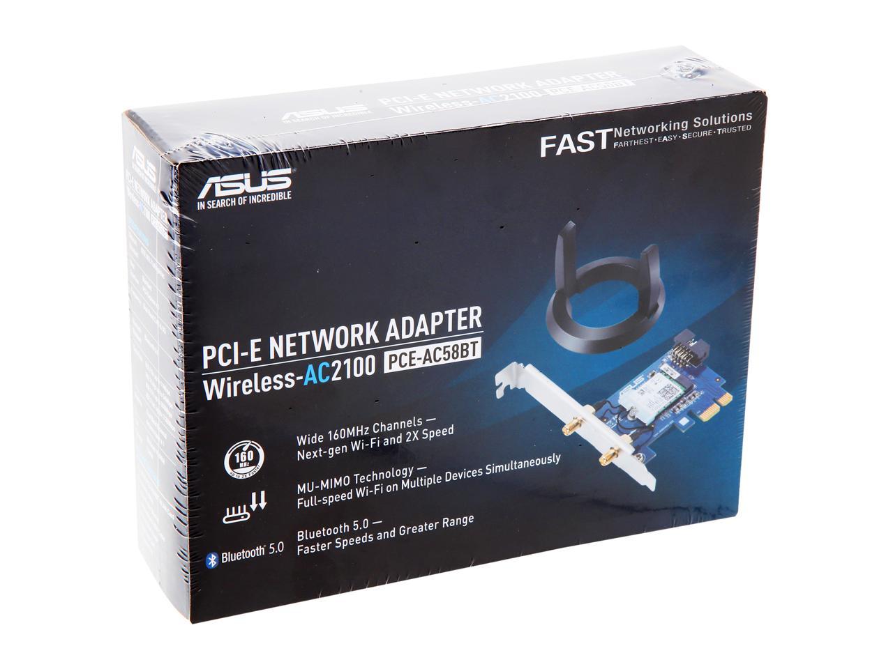 ASUS Dual Band 802.11AC Wireless-AC2100 PCI-E Bluetooth 5 Gigabit Wi-Fi Adapter, 160MHz Support