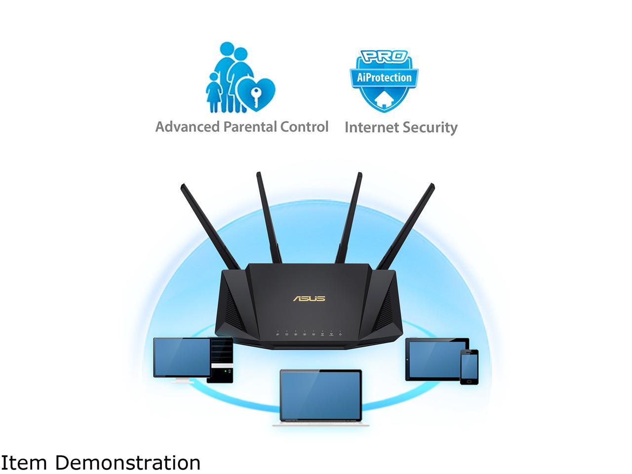 ASUS RT-AX56U AX1800 WiFi 6 Dual-Band WiFi Router, Lifetime Internet Security with AiProtection, Whole-home WiFi with AiMesh, MU-MIMO, OFDMA, VPN Setting