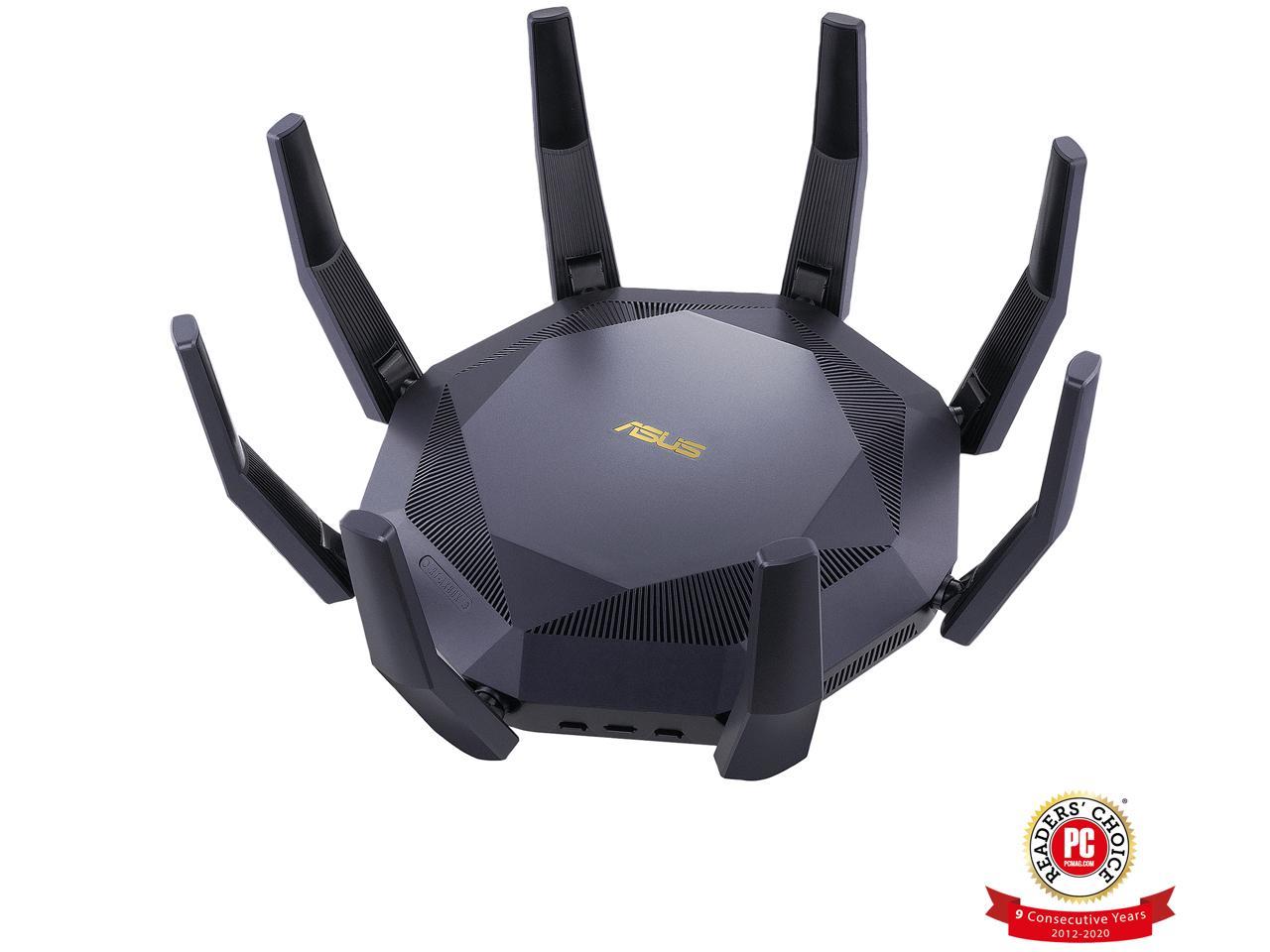 ASUS RT-AX89X AX6000 Dual Band WiFi 6 Router, 802.11ax 12 streams 6000Mbps , Lifetime Free Internet Security, supports AiMesh, MU-MIMO, 8 Gb LAN ports, Dual 10G ports (10GBase-T & 10G SFP+), VPN, Gaming & Streaming