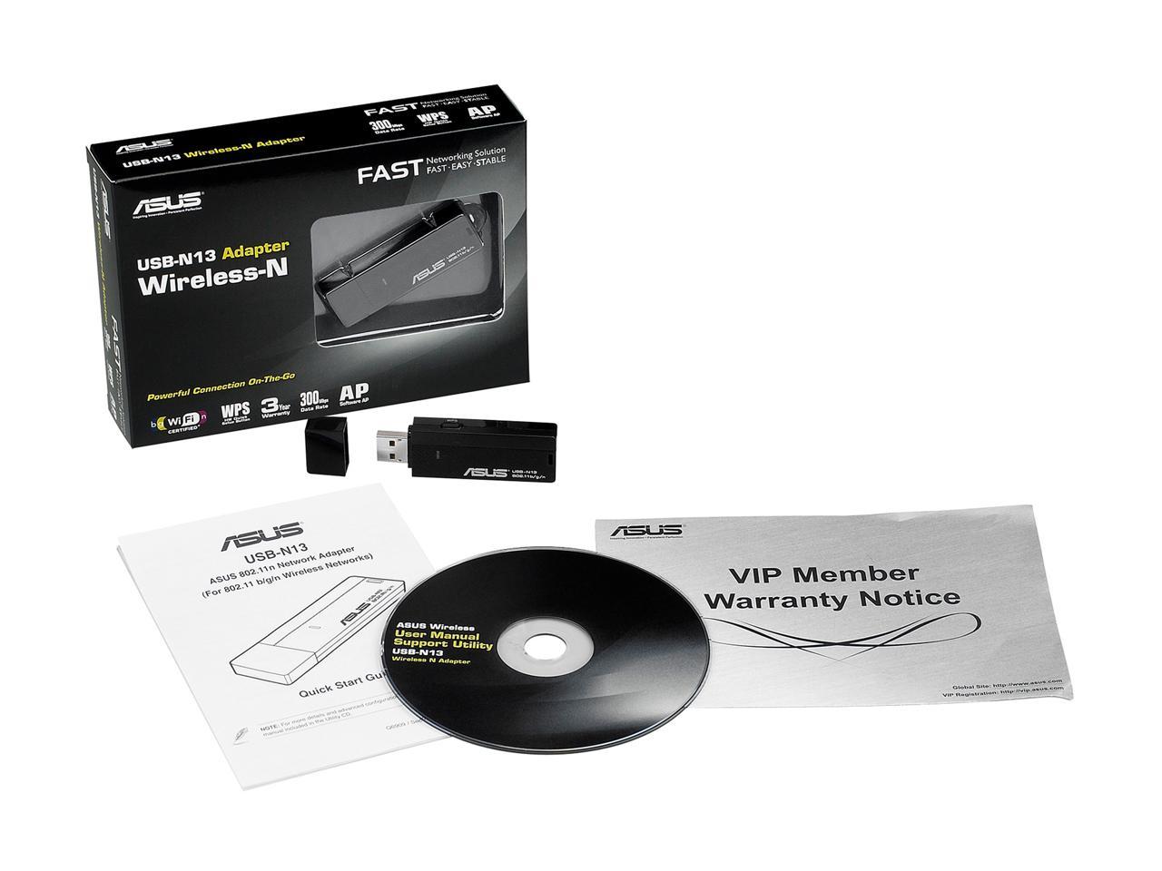 ASUS USB-N13 C1 300Mbps USB Wireless Adapter, Supports WEP, WPA, WPA2 WPA3 encryption standards (USB-N13 C1)