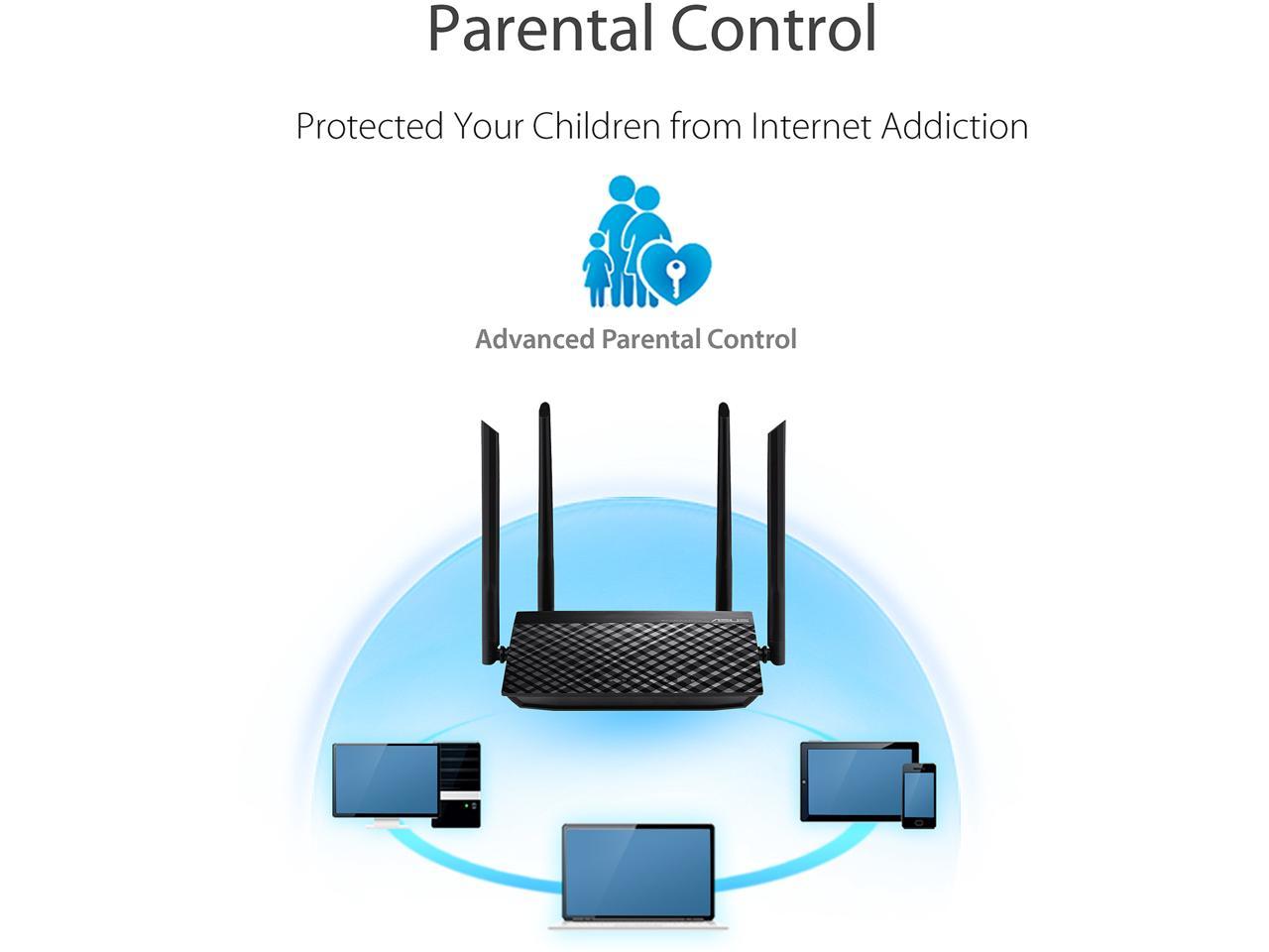 ASUS RT-ACRH12 AC1200 Dual Band WiFi Router with Gigabit LAN ports, 4 Gb LAN ports, VPN, MU-MIMO, Gaming, 4K Streaming, Parental Control