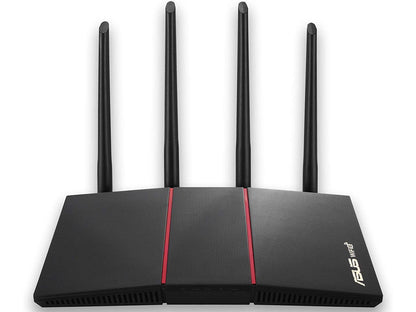 ASUS RT-AX55 AX1800 Dual Band WiFi 6 Gigabit Router, 802.11ax, Lifetime internet security, Parental Control, Mesh WiFi support, MU-MIMO, OFDMA, 4 Gigabit LAN Ports, Beamforming