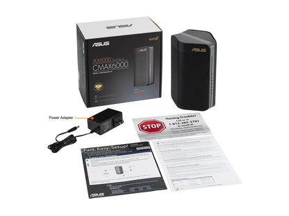ASUS AX6000 WiFi 6 Cable Modem Wireless Router Combo (CM-AX6000) - Dual Band, DOCSIS 3.1, Gigabit Internet Support, Approved by Comcast Xfinity and Spectrum, 160MHz Bandwidth, 4K Video Playback, OFDMA, MU-MIMO
