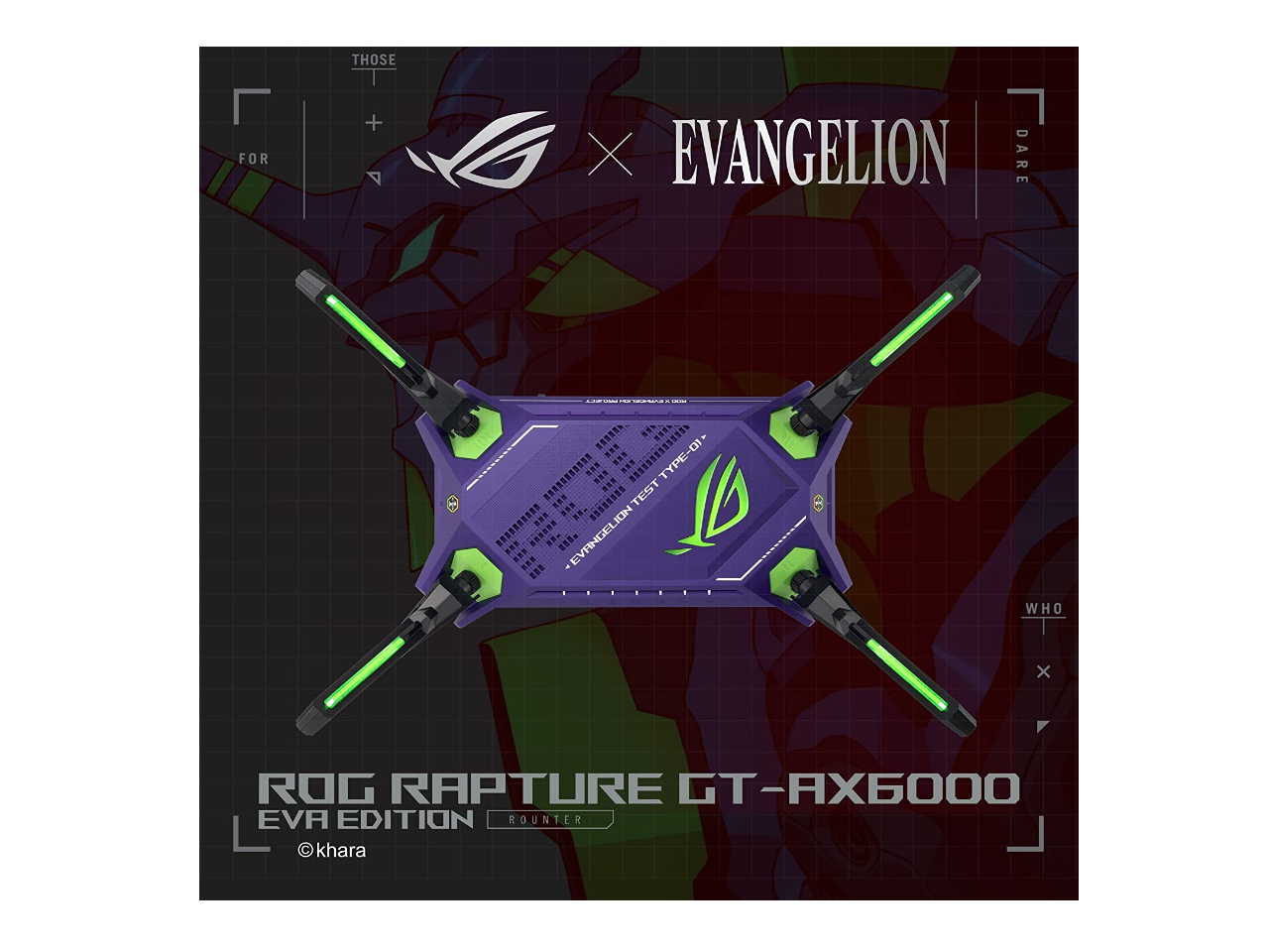 ASUS ROG Rapture GT-AX6000 EVA Edition Dual-Band WiFi 6 Gaming Router, Dual 2.5G WAN/LAN ports, WAN aggregation, Triple-Level Game Acceleration, AiMesh Compatible