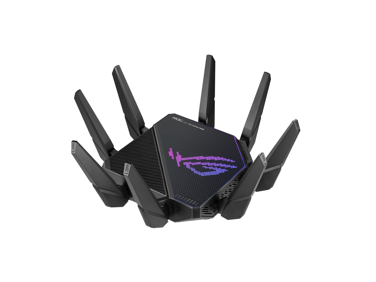 ASUS ROG Rapture GT-AX11000 Pro Tri-Band WiFi 6 gaming router, 2.5G port, 10G port, Quad-core 2.0 GHz CPU, ASUS RangeBoost Plus, UNII4, Triple-level game acceleration, Lifetime internet security, and AiMesh support