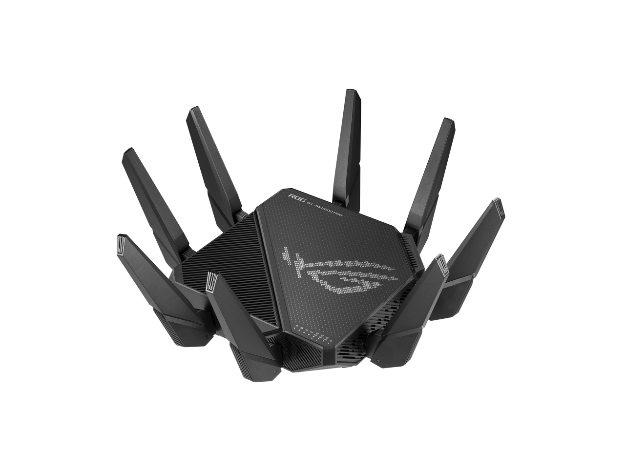 ASUS ROG Rapture GT-AX11000 Pro Tri-Band WiFi 6 gaming router, 2.5G port, 10G port, Quad-core 2.0 GHz CPU, ASUS RangeBoost Plus, UNII4, Triple-level game acceleration, Lifetime internet security, and AiMesh support