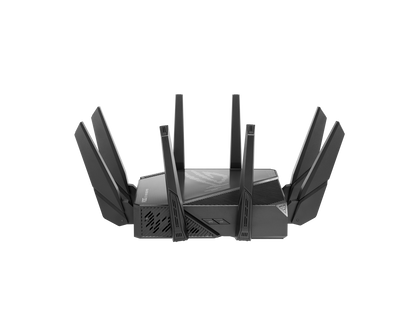 ASUS ROG Rapture GT-AX11000 Pro Tri-Band WiFi 6 gaming router, 2.5G port, 10G port, Quad-core 2.0 GHz CPU, ASUS RangeBoost Plus, UNII4, Triple-level game acceleration, Lifetime internet security, and AiMesh support