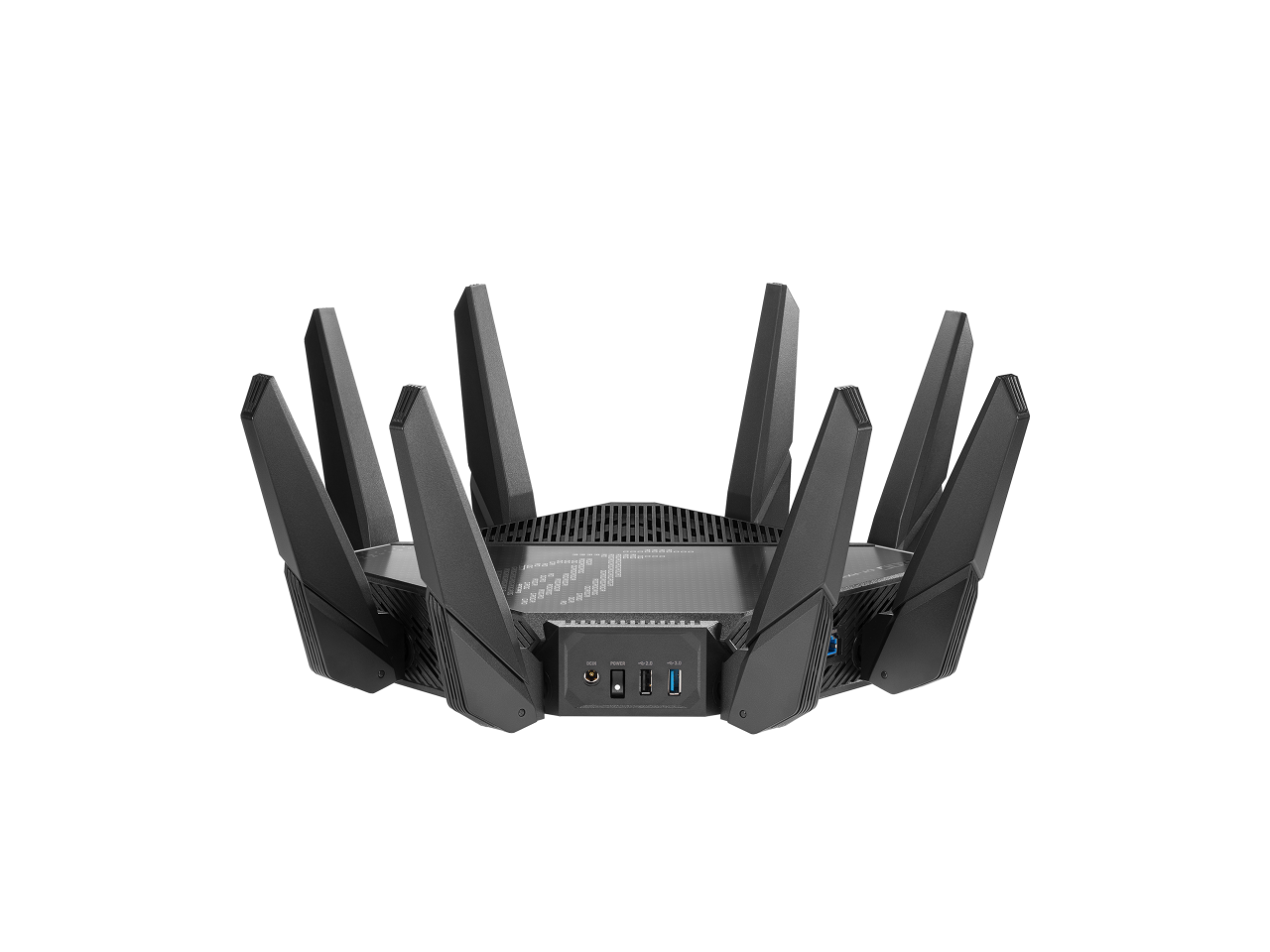 ASUS ROG Rapture GT-AX11000 Pro Tri-Band WiFi 6 gaming router, 2.5G port, 10G port, Quad-core 2.0 GHz CPU, ASUS RangeBoost Plus, UNII4, Triple-level game acceleration, Lifetime internet security, and AiMesh support