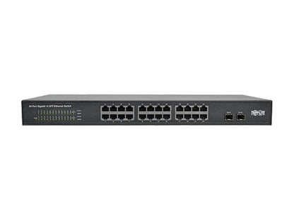 Tripp Lite 24-Port Rack-Mount/Desktop Gigabit Ethernet Unmanaged Switch, 10/100/1000 Mbps, 2 Gigabit SFP Ports, Metal Housing, 1URM (NG24)