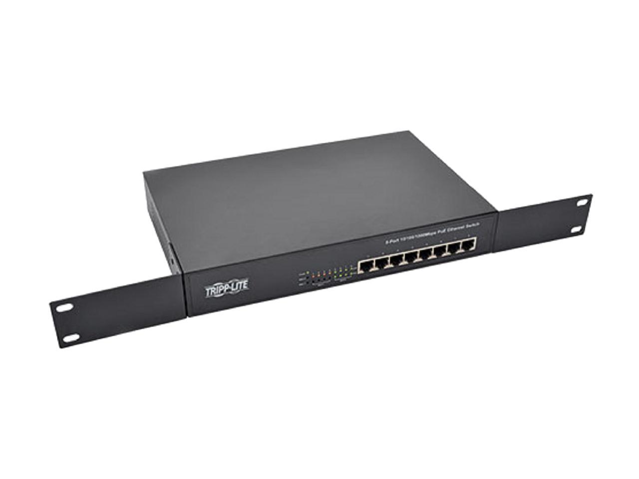 Tripp Lite 8-Port Rack-Mount/Desktop Gigabit Ethernet Unmanaged Switch with PoE, 10/100/1000 Mbps, 1URM (NG8POE)