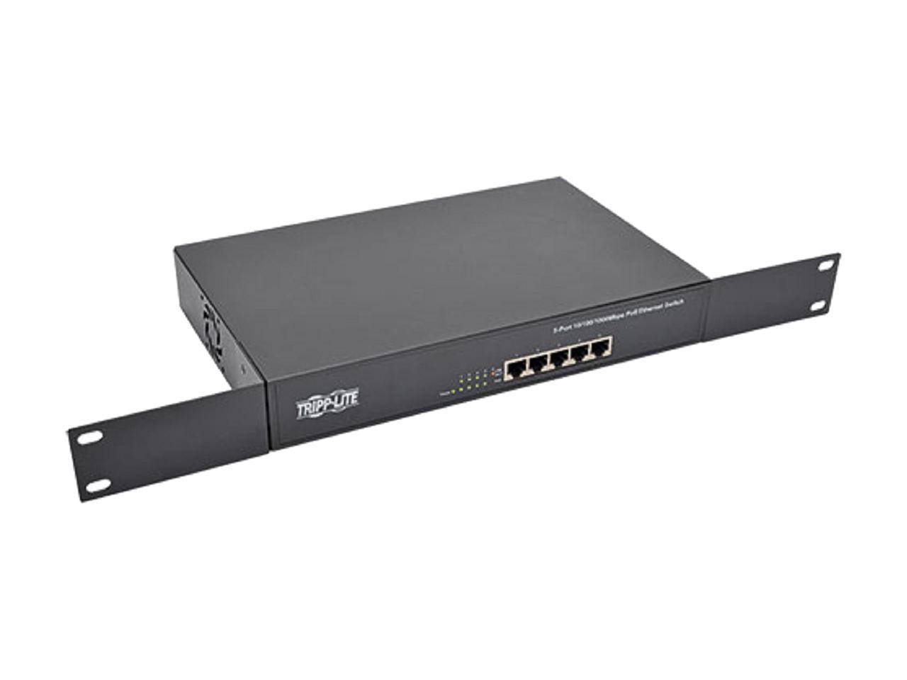 Tripp Lite 5-Port Rack-Mount/Desktop Gigabit Ethernet Unmanaged Switch with PoE, 10/100/1000 Mbps, 1URM (NG5POE)