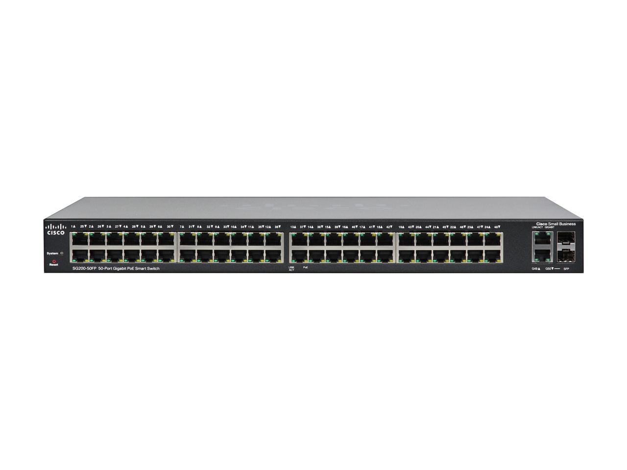 Cisco SG200-50FP 50-port Gigabit Full-PoE Smart Switch
