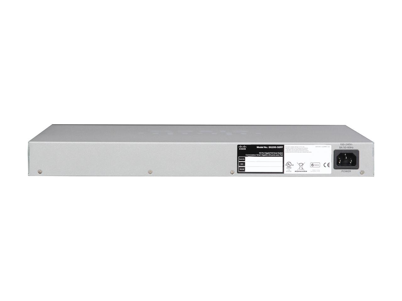 Cisco SG200-50FP 50-port Gigabit Full-PoE Smart Switch