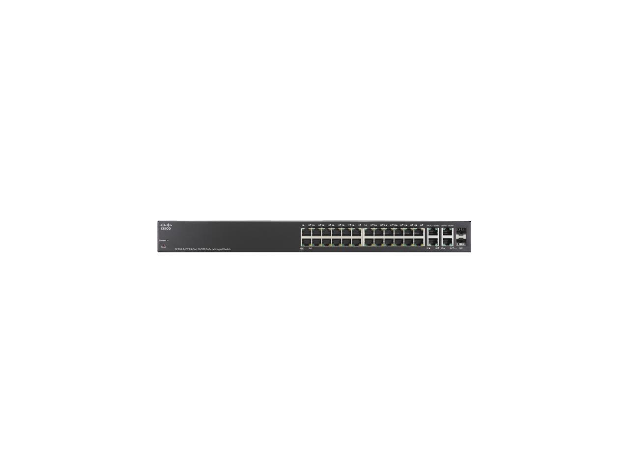 CISCO SF300-24PP-K9-NA 24-Port 10/100 PoE Managed Switch with Gigabit Uplinks