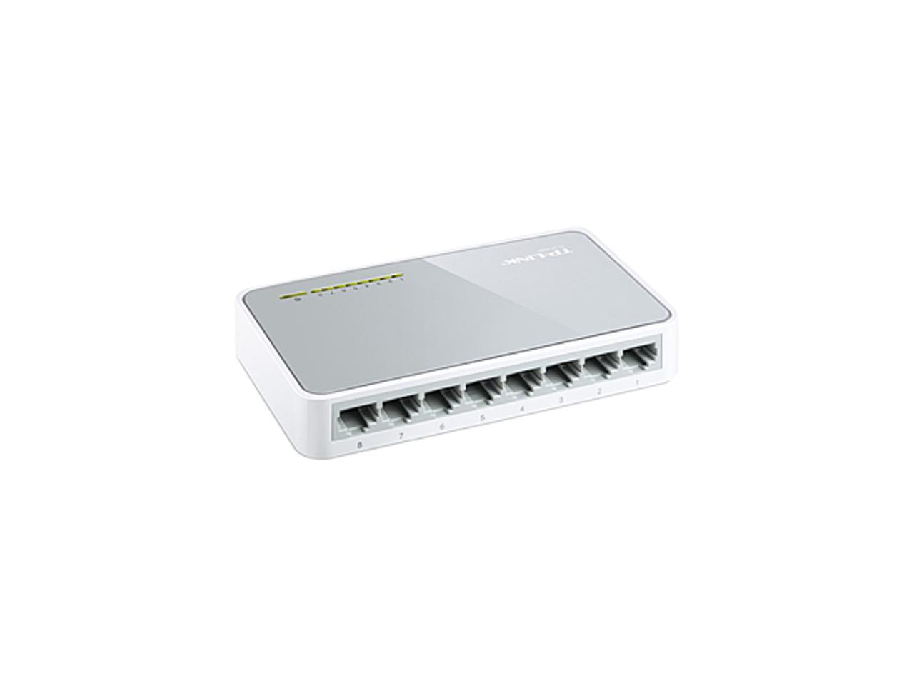 TP-Link 8 Port 10/100Mbps Fast Ethernet Switch | Desktop Ethernet Splitter | Ethernet Hub | Plug and Play | Fanless Quiet | Desktop Design | Green Technology | Unmanaged (TL-SF1008D)