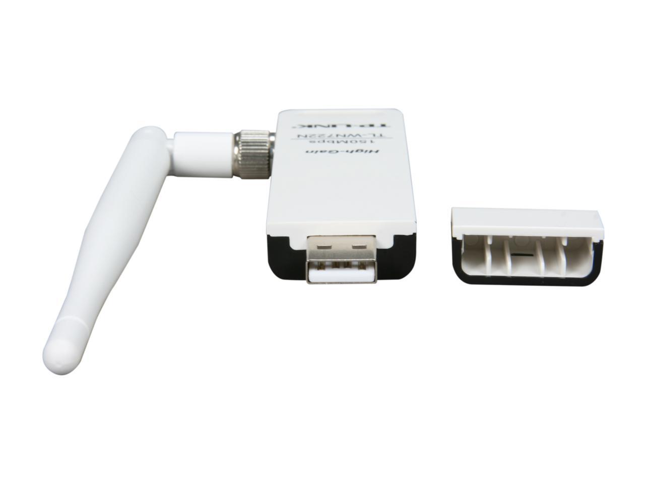 TP-LINK TL-WN722N Wireless N150 High Gain USB Adapter, 150Mbps, w/4 dBi High Gain Detachable Antenna, IEEE 802.11b/g/n, WEP, WPA/WPA2