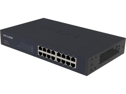 TP-LINK TL-SG1016D 10/100/1000Mbps Unmanaged 16-Port Gigabit Desktop/rackmountable Switch, Metal case, Power-Saving