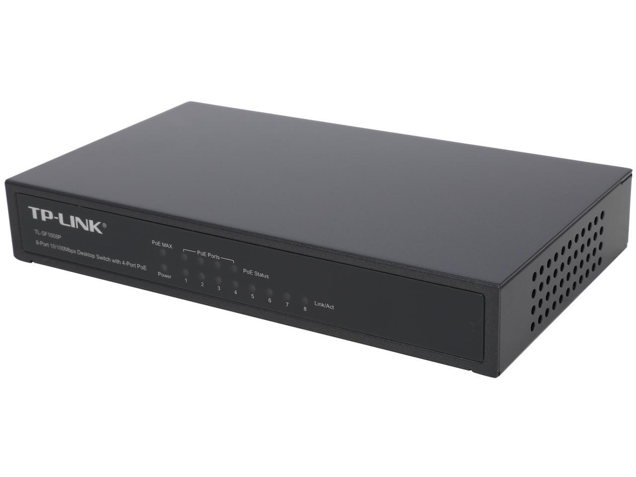 TP-LINK TL-SF1008P 10/100Mbps 8-Port PoE Switch, 4 PoE Ports, Metal case