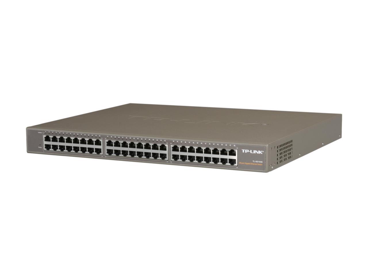 TP-Link 48 Port Gigabit Ethernet Switch | Plug and Play | Sturdy Metal w/ Shielded Ports | Rackmount | Fanless | Lifetime Protection | Traffic Optimization | Unmanaged (TL-SG1048)