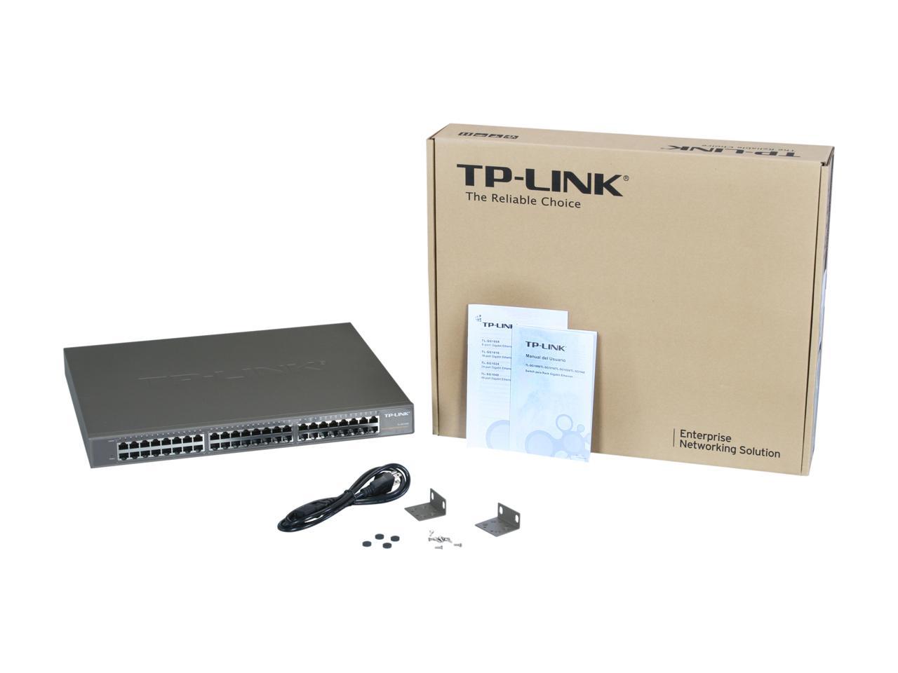 TP-Link 48 Port Gigabit Ethernet Switch | Plug and Play | Sturdy Metal w/ Shielded Ports | Rackmount | Fanless | Lifetime Protection | Traffic Optimization | Unmanaged (TL-SG1048)