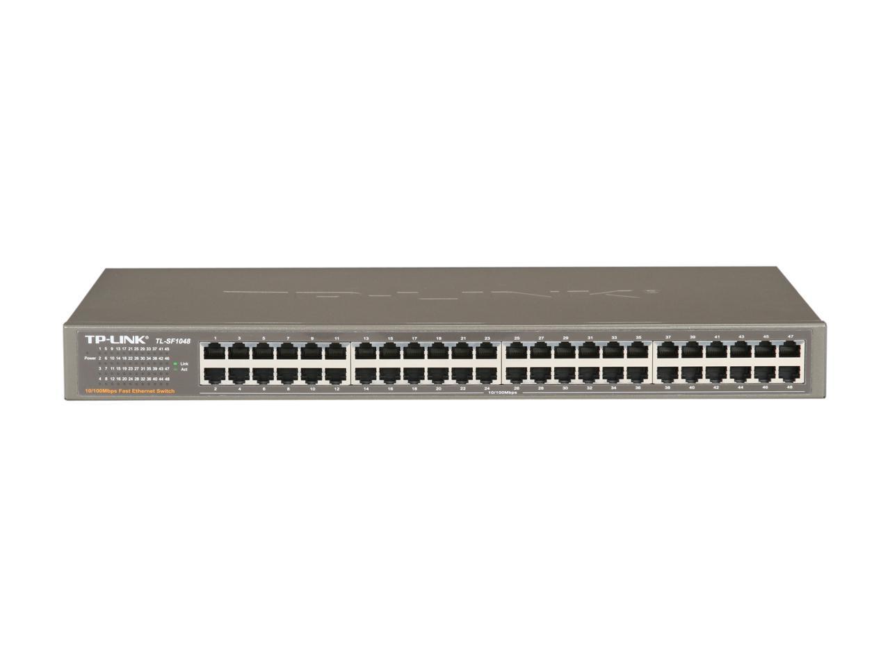TP-Link 48-Port Fast Ethernet Unmanaged Switch | Plug and Play | Rackmount | Metal | Fanless | Limited Lifetime (TL-SF1048)
