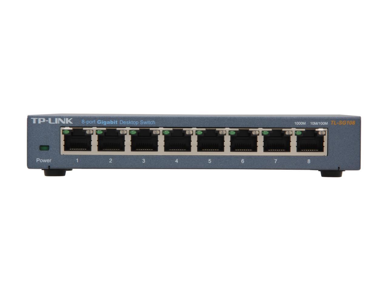 TP-Link 8 Port Gigabit Ethernet Network Switch | Ethernet Splitter | Sturdy Metal w/ Shielded Ports | Plug-and-Play | Traffic Optimization | Unmanaged (TL-SG108)