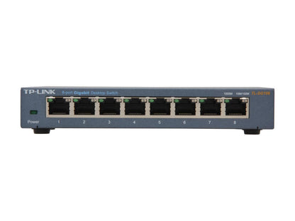 TP-Link 8 Port Gigabit Ethernet Network Switch | Ethernet Splitter | Sturdy Metal w/ Shielded Ports | Plug-and-Play | Traffic Optimization | Unmanaged (TL-SG108)