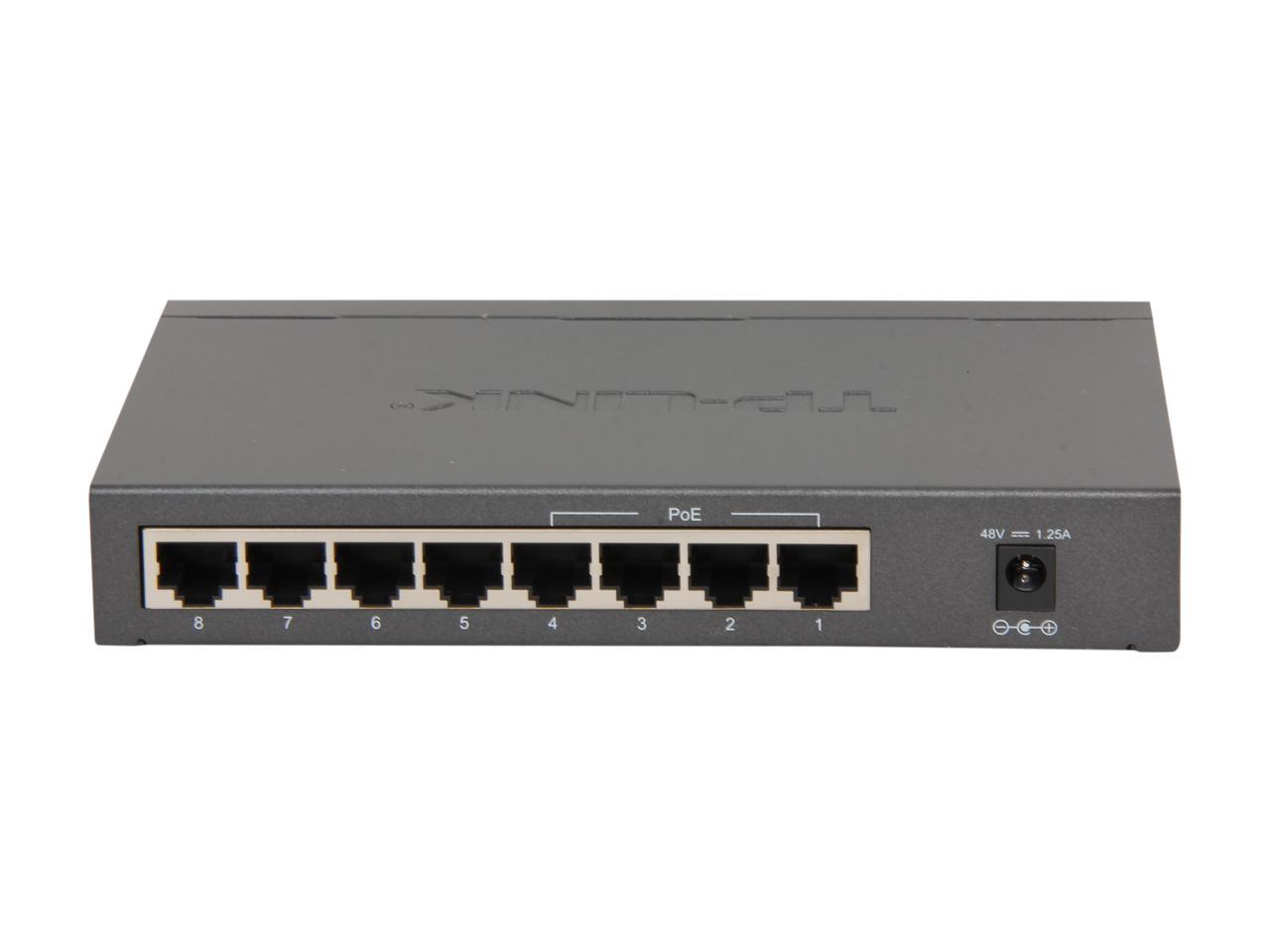 TP-Link 8 Port Poe Gigabit Switch | 4 Port Poe 55W | 802.3AF Compliant | Shielded Ports | Traffic Optimization | Plug and Play | Sturdy Metal (TL-SG1008P), Black