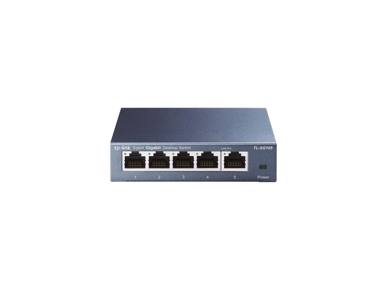 TP-Link 5 Port Gigabit Ethernet Network Switch - Ethernet Splitter | Plug & Play | Fanless | Sturdy Metal w/ Shielded Ports | Traffic Optimization | Unmanaged | Limited Lifetime Protection(TL-SG105)