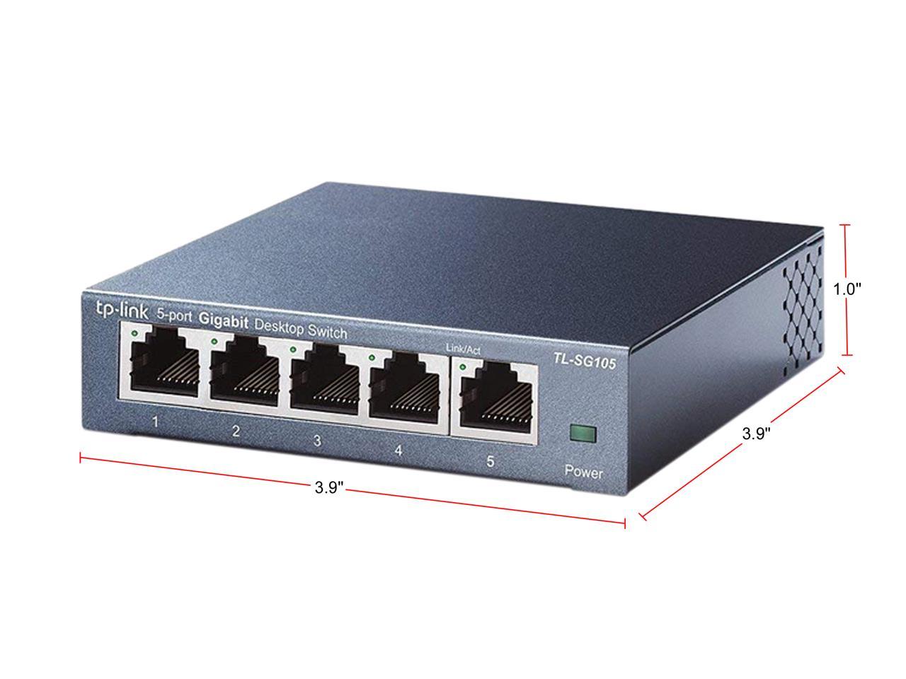 TP-Link 5 Port Gigabit Ethernet Network Switch - Ethernet Splitter | Plug & Play | Fanless | Sturdy Metal w/ Shielded Ports | Traffic Optimization | Unmanaged | Limited Lifetime Protection(TL-SG105)