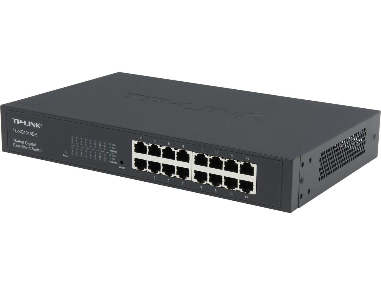 TP-LINK TL-SG1016DE 16-Port Gigabit Easy Smart Switch , 16 10/100/1000 Mbps RJ45 Ports, MTU/Port/Tag-Based VLAN, QoS and IGMP