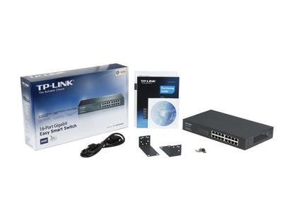 TP-LINK TL-SG1016DE 16-Port Gigabit Easy Smart Switch , 16 10/100/1000 Mbps RJ45 Ports, MTU/Port/Tag-Based VLAN, QoS and IGMP