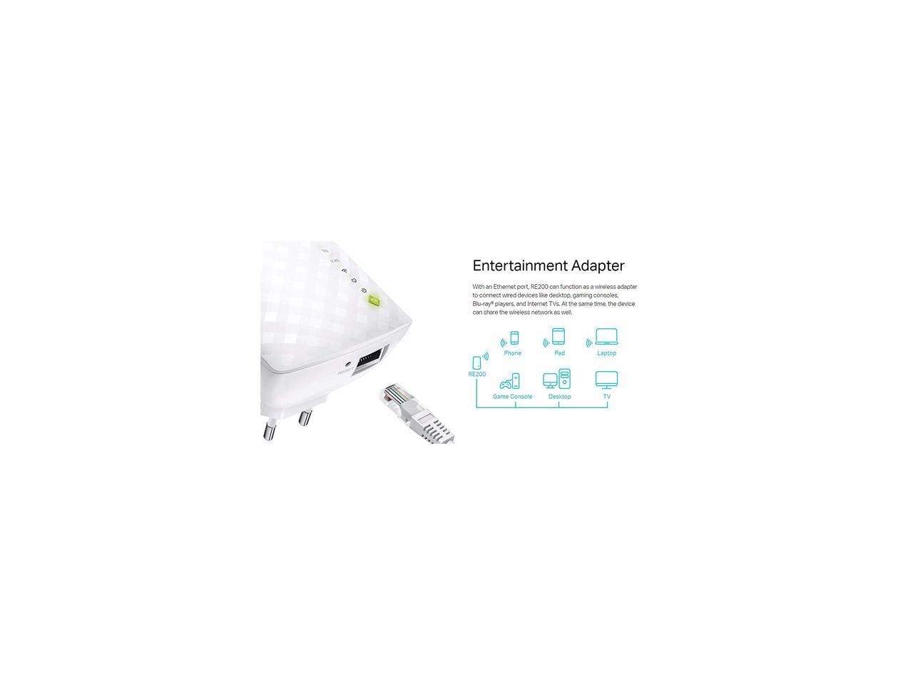 TP-LINK RE200 AC750 Universal Wireless Dual Band Range Extender (Wall Plug)